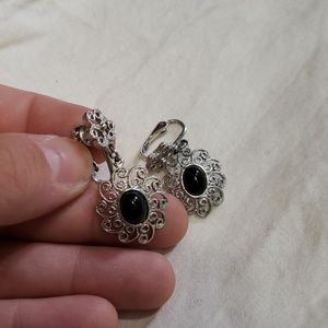 Silver/black ornate clipons